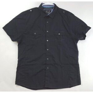 Drill Clothing Shirt Men XL Black Cotton Pocket Shoulder Strap Classic Button-Up